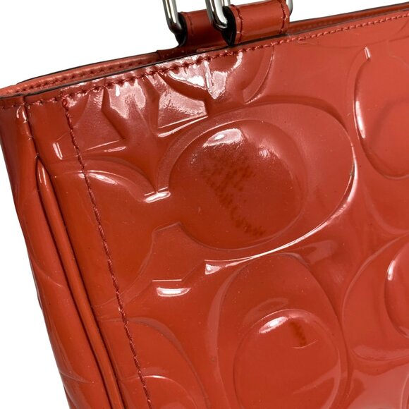 COACH Hampton Orange Patent Embossed Leather Medium Carryall F14413 Shoulder Bag - Picture 4 of 16